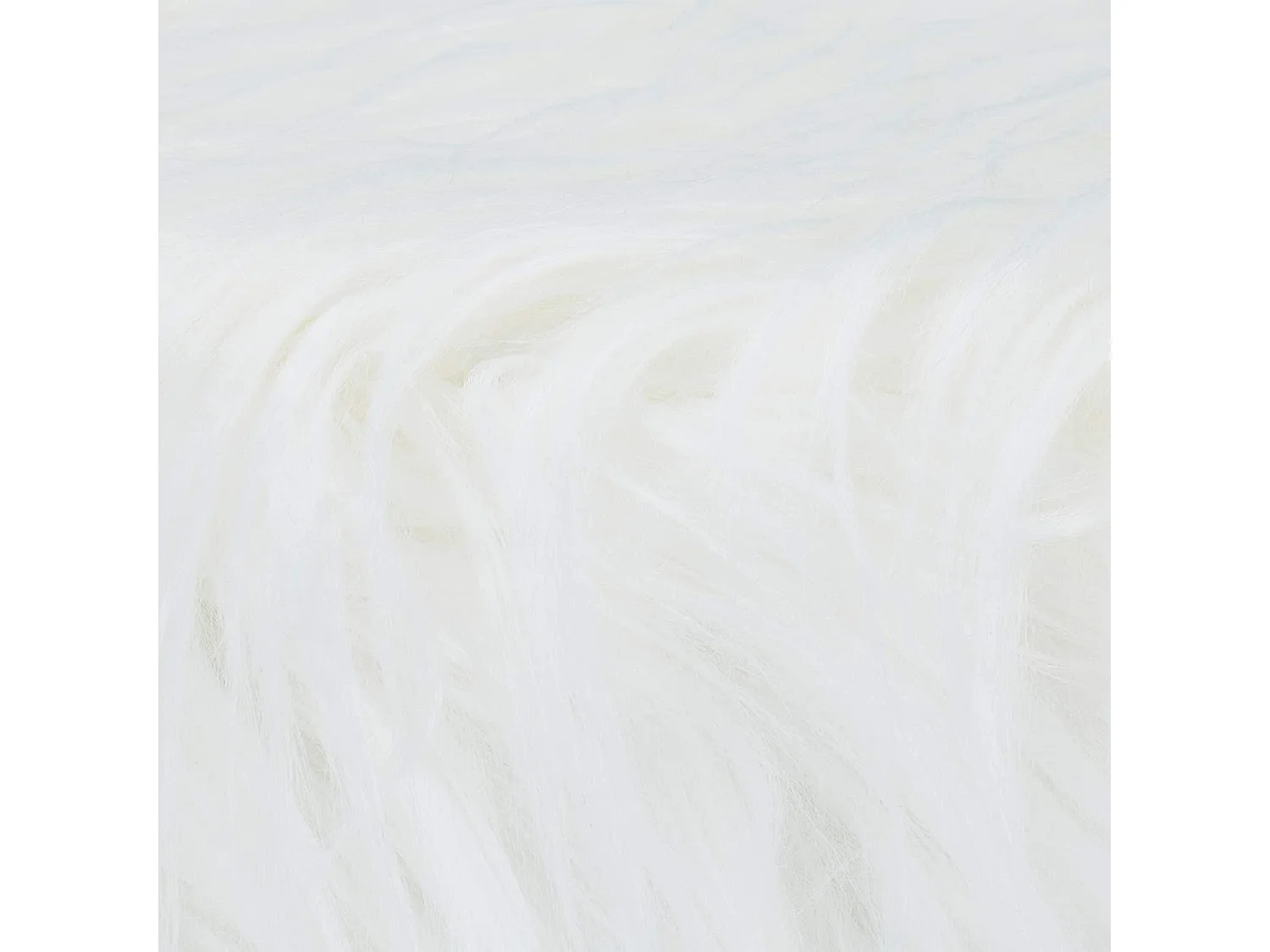 Taburete puf pelo pelo sintético 4 patas madera blanca 13_0002796