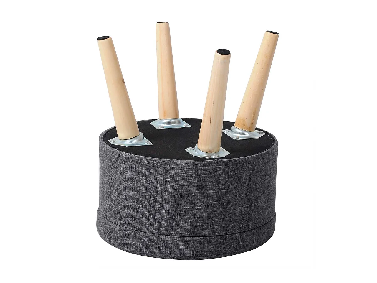 Banqueta de linho com tampa removível cinza escuro 19_0000520