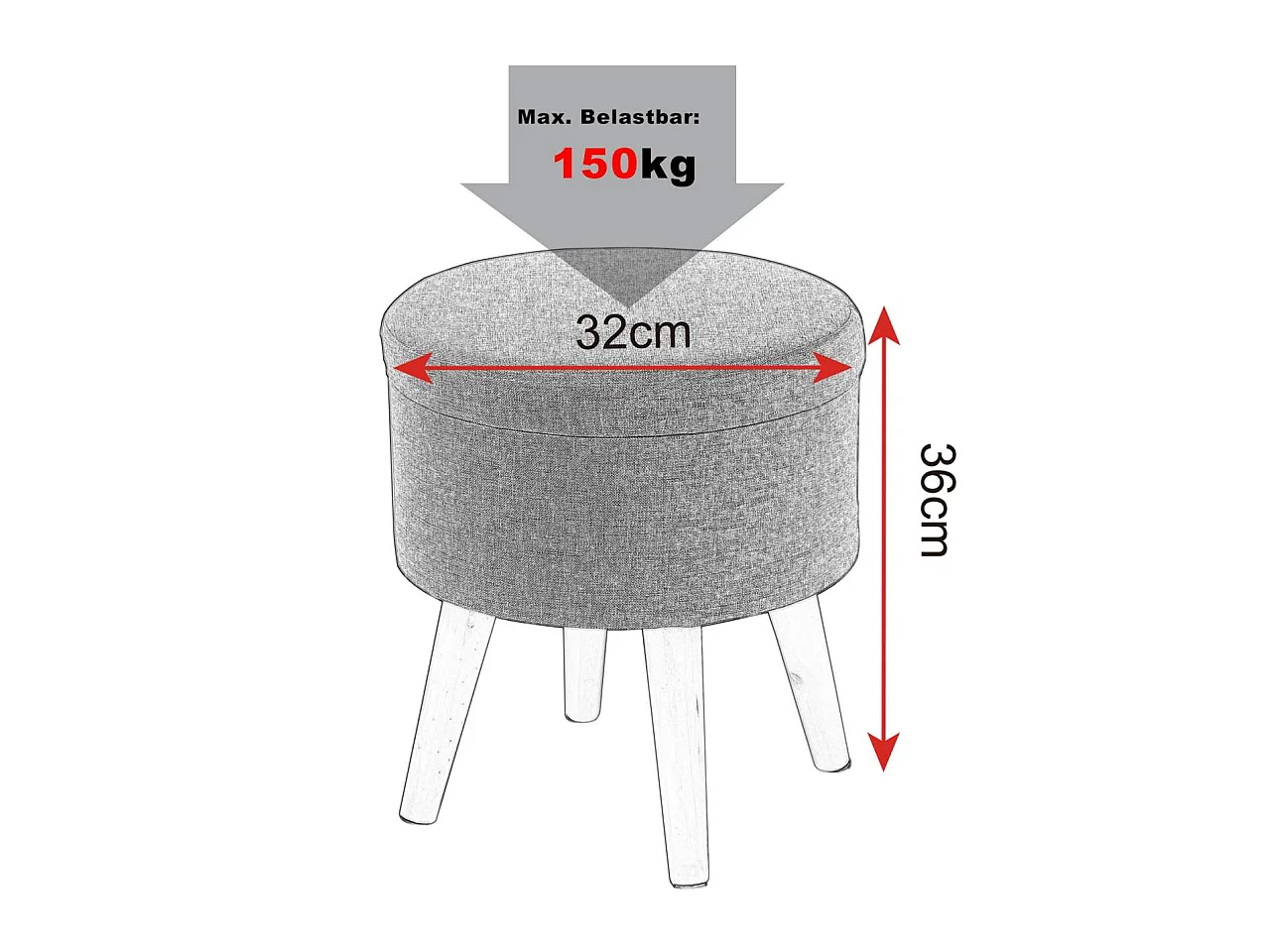 Banqueta de linho com tampa removível cinza escuro 19_0000520