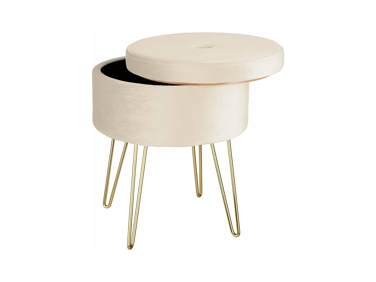 Sgabello ottomano con contenitore, tavolino effetto velluto beige 08_0000307