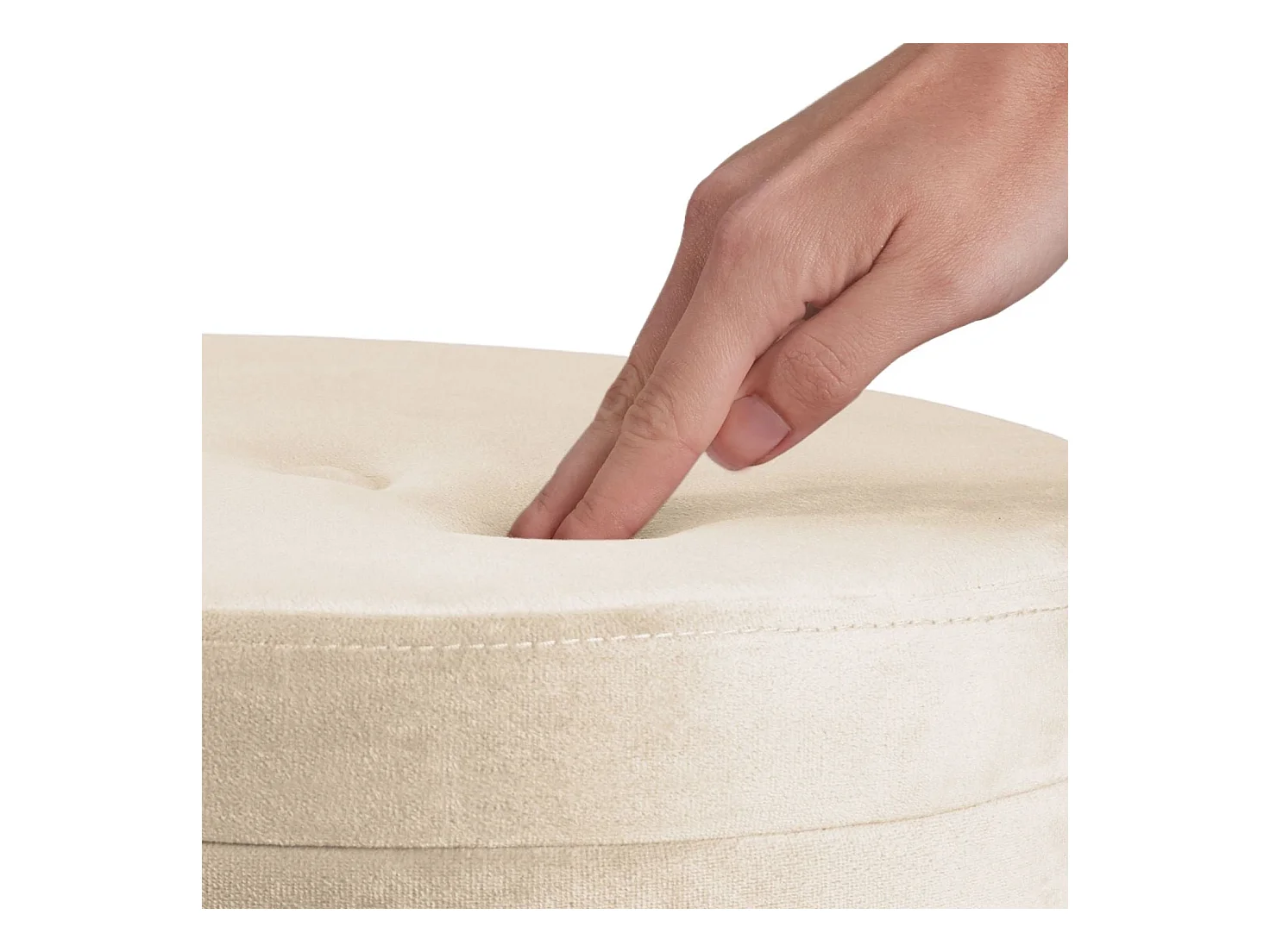 Sgabello ottomano con contenitore, tavolino effetto velluto beige 08_0000307