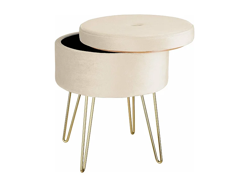 Tabouret siège pouf avec beige 37.5 x 37.5 x 44.5 cm 08_0000307