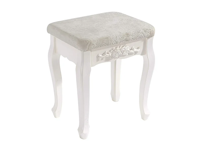 Banqueta para penteadeira em madeira MDF branco creme 19_0000469
