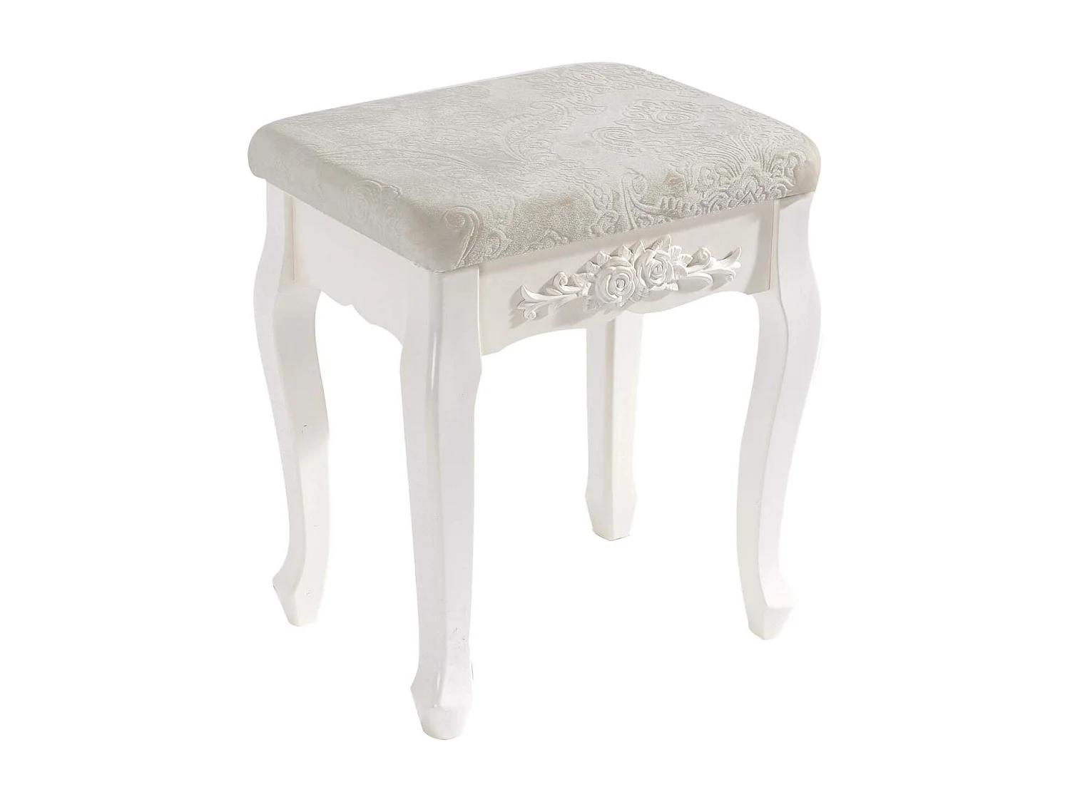 Taburete tocador de madera MDF blanco crema 19_0000469