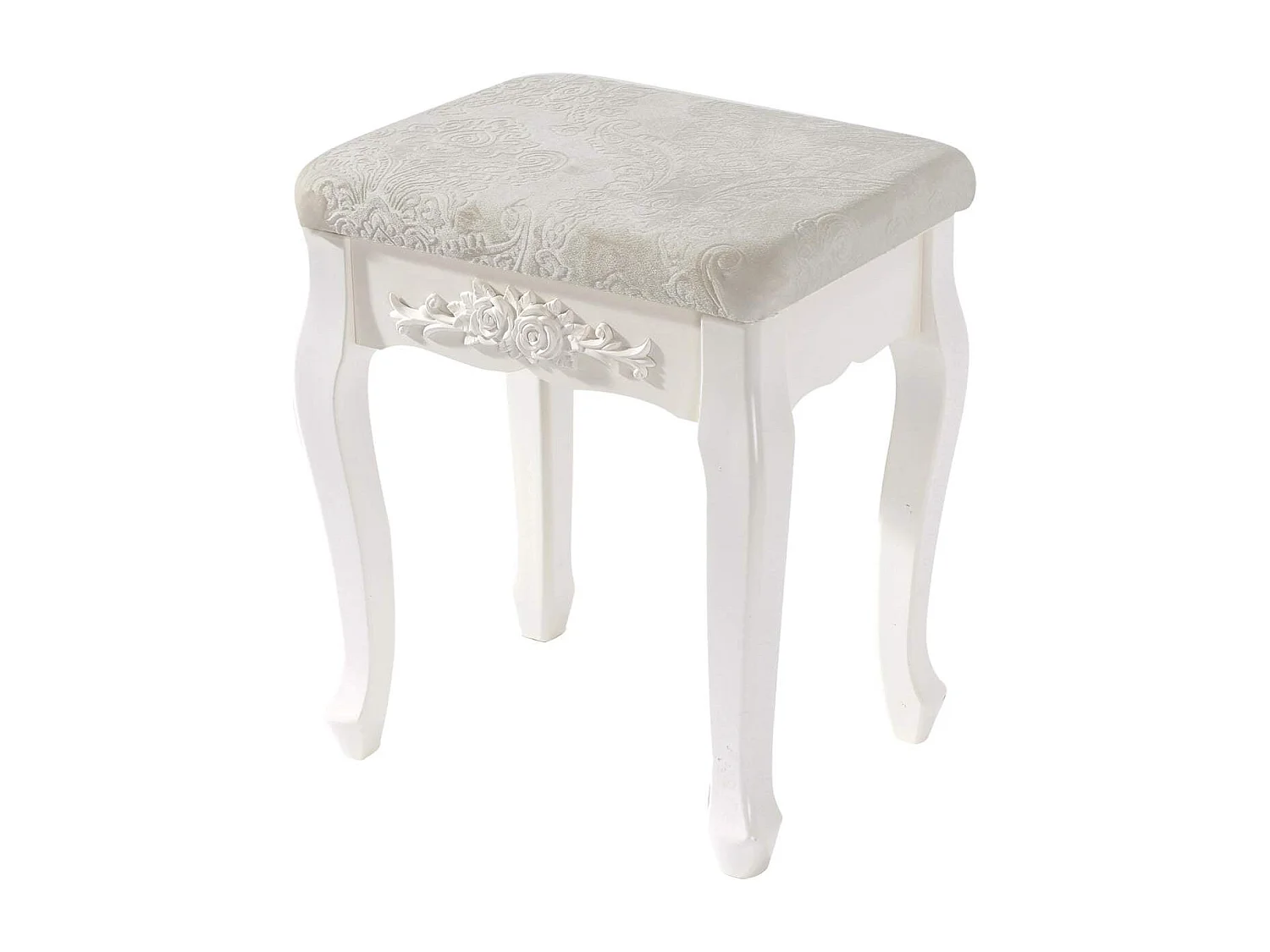 Taburete tocador de madera MDF blanco crema 19_0000469