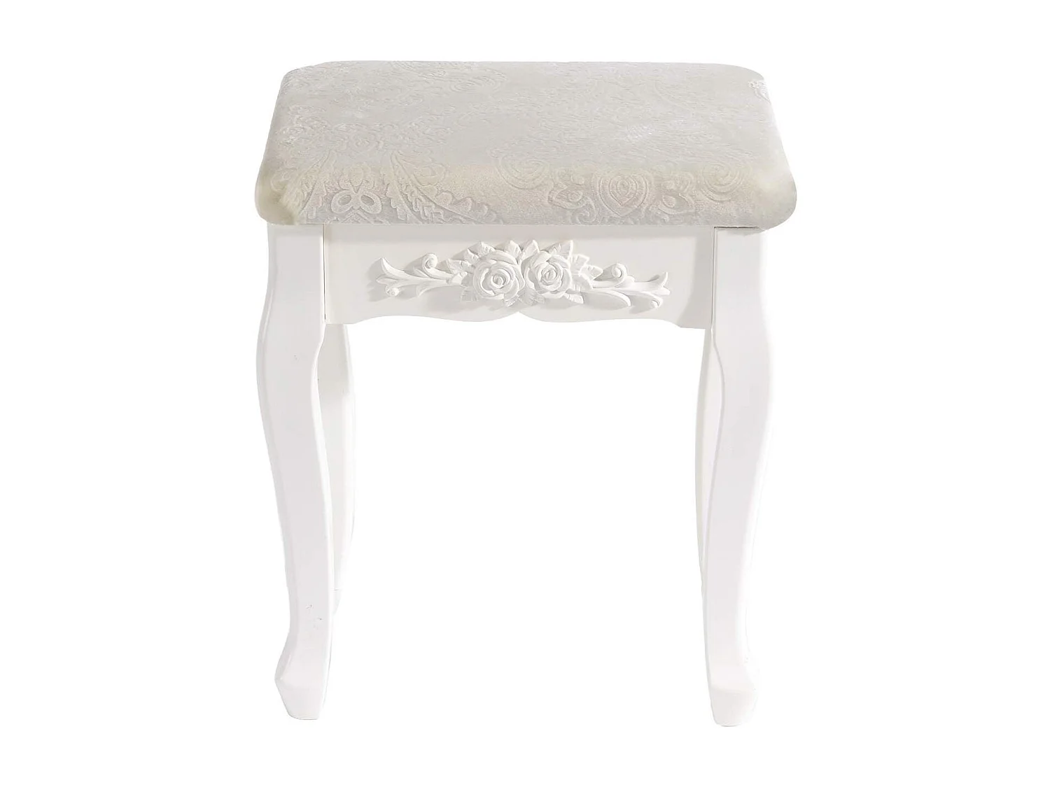 Taburete tocador de madera MDF blanco crema 19_0000469