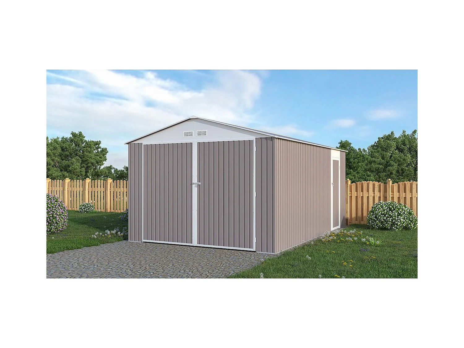 Garagem de metal "Nevada" com porta de batente - 15,36 m² para armazenamento ótimo