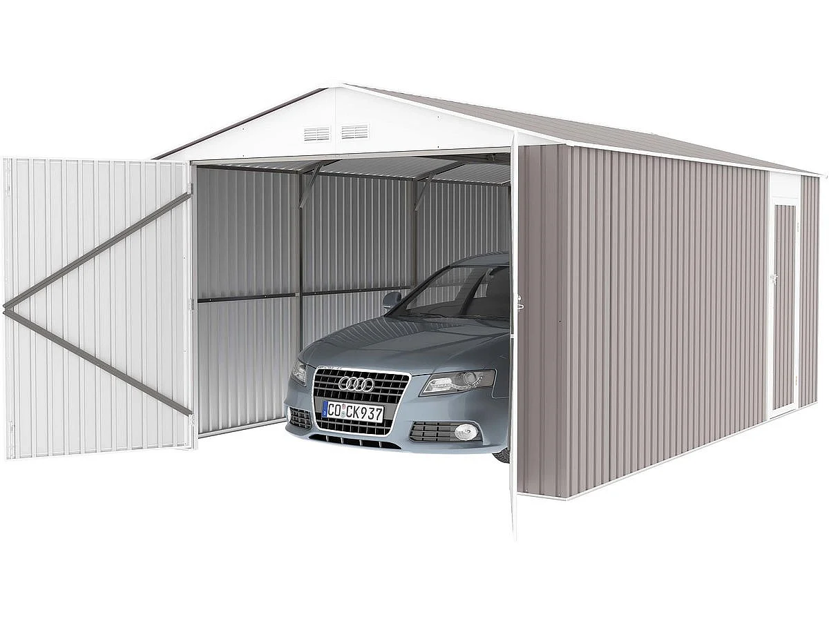 Garage métal "Nevada" avec porte battante - 15,36 m²