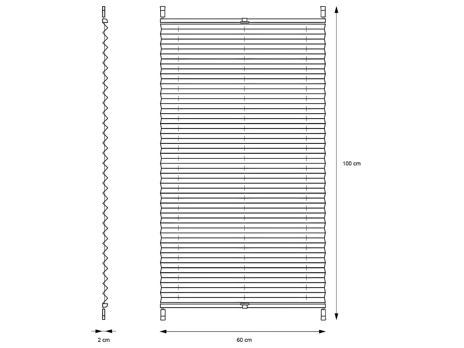 Stores Plissés 60 x 100 cm Blanc avec Klemmfix sans perçage pour Fenêtre ECD Germany