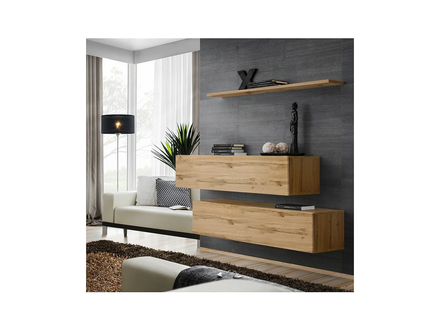 Set di mobili da soggiorno SWITCH SBII design, colore quercia Wotan.