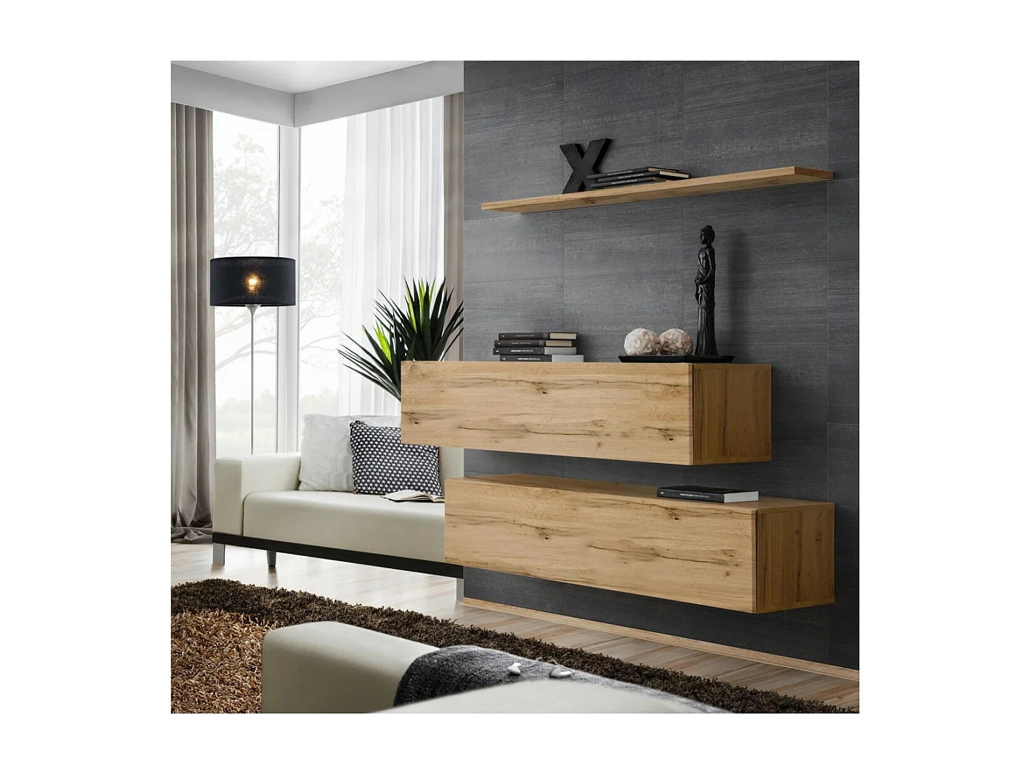 Woonkamer meubelset SWITCH SBII design, kleur Wotan eik.