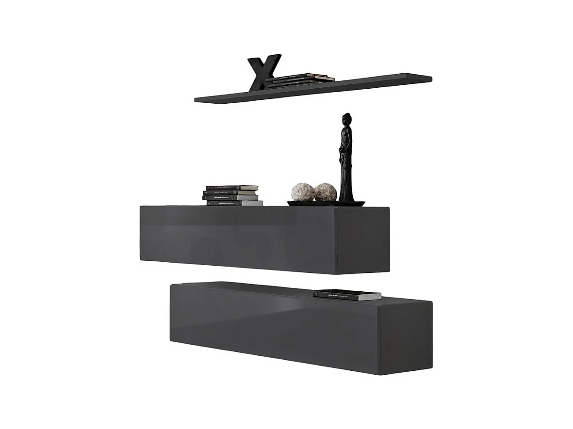 Ensemble meubles de salon SWITCH SBII design, coloris gris brillant.
