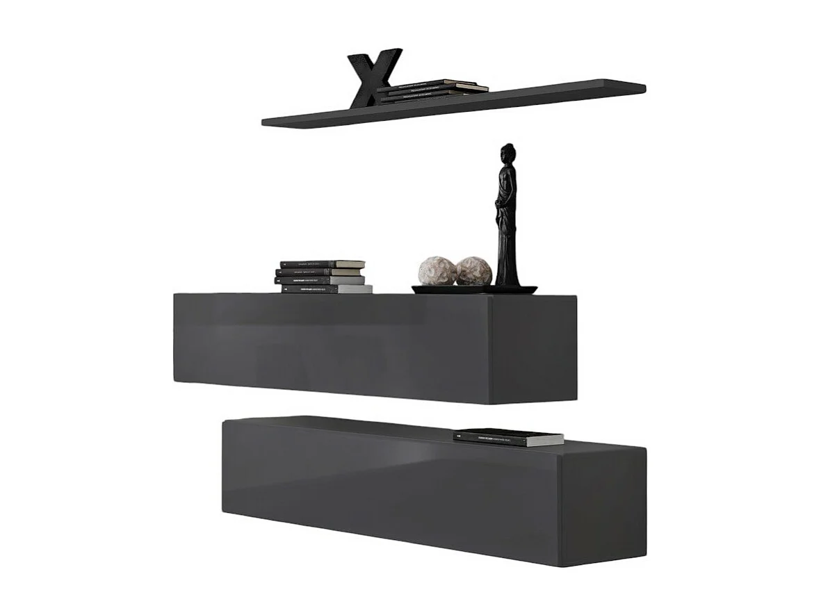 Woonkamer meubelset SWITCH SBII design, in glanzend grijs kleur.