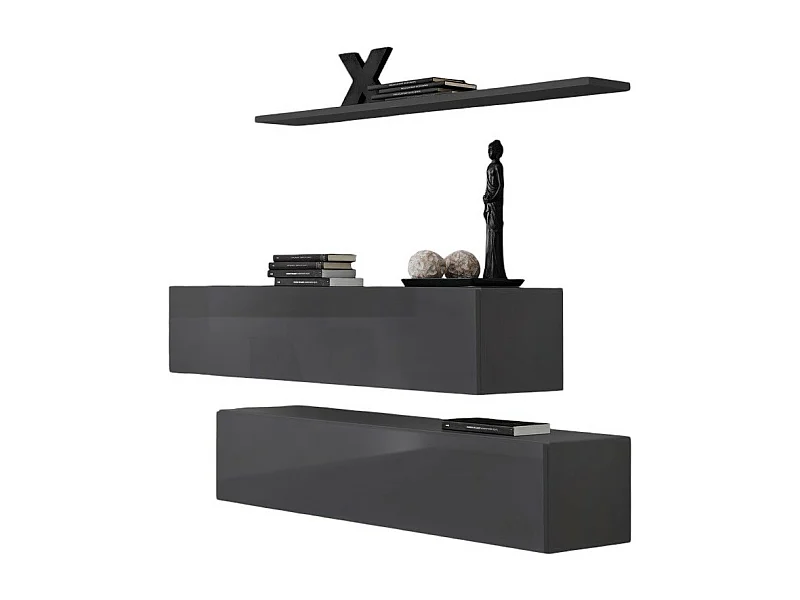 Wohnzimmermöbelset SWITCH SBII Design, glänzend grau.