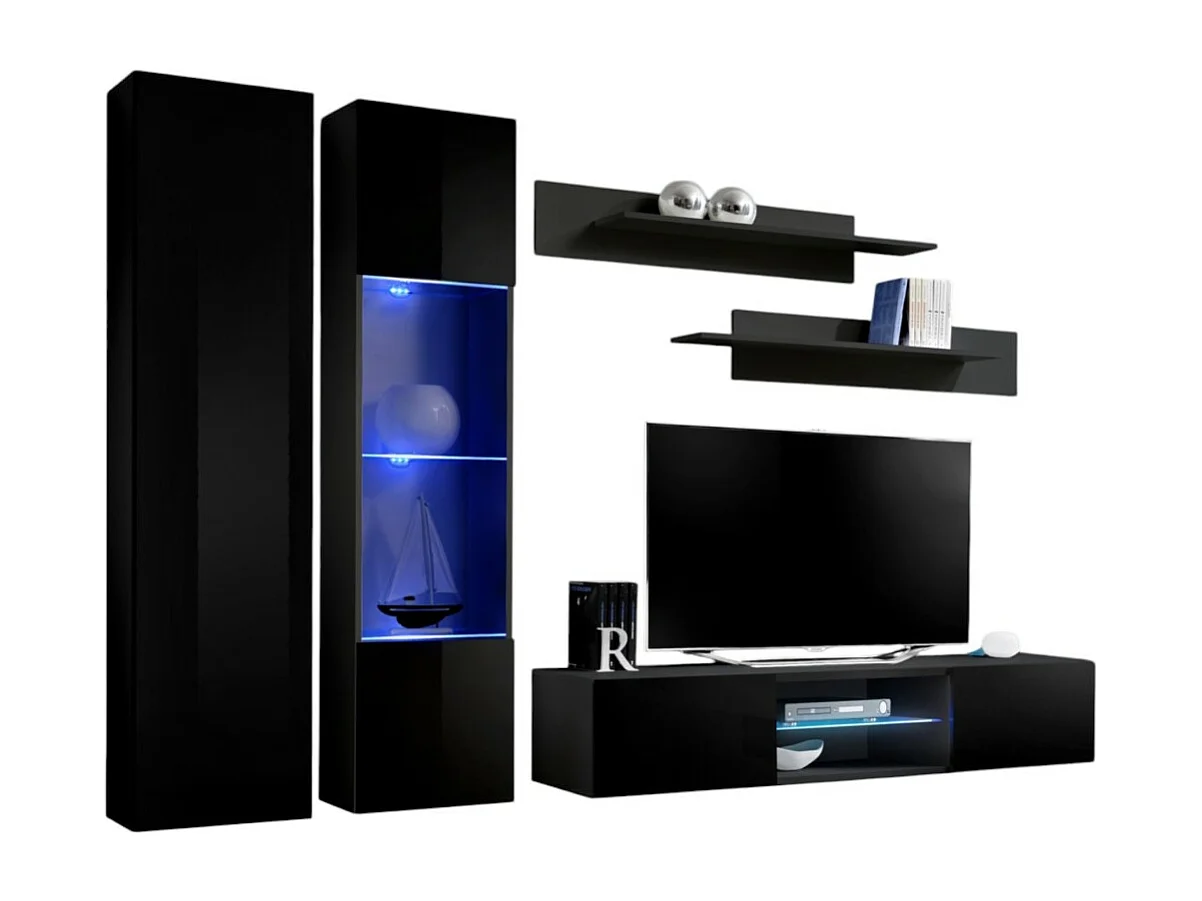 Mobile Porta TV FLY O4 – LED – Bianco e Nero – Mobile sospeso design – Salotto moderno