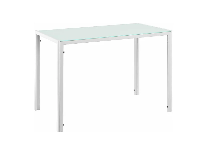 Mesa da sala de jantar cozinha sala de estar pernas de aço vidro 105 cm branco 03_0006261