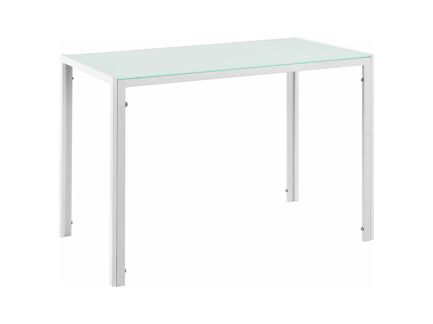Mesa comedor cocina salón cristal patas acero 105 cm blanco 03_0006261
