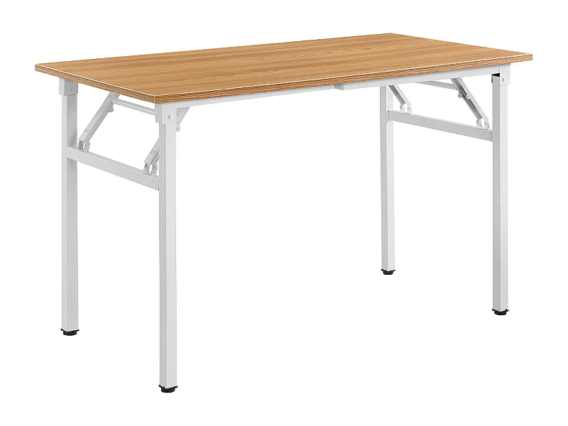 Mesa de jantar dobrável de cozinha com altura ajustável para 4 pessoas 120 cm faia e branco 03_0004363