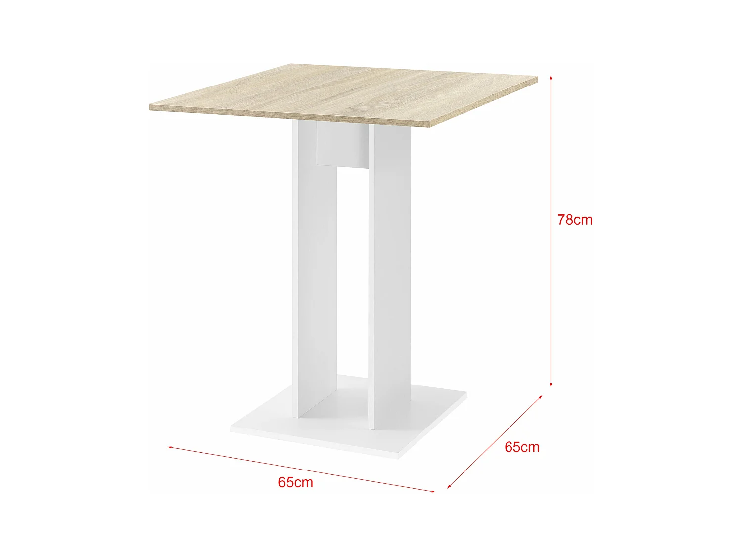 Tavolo da pranzo quadrato di design tavolo da pranzo cucina soggiorno in truciolare melaminico 65 x 65 x 78 cm effetto rovere bianco 03_0006123