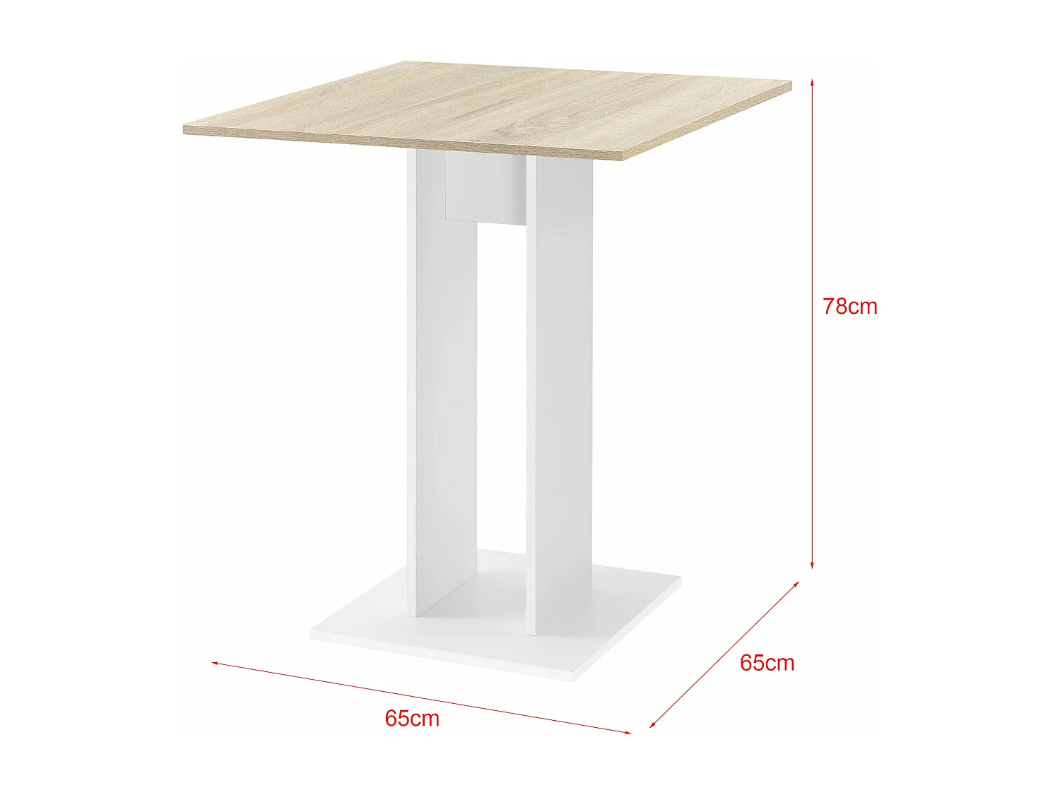 Tavolo da pranzo quadrato di design tavolo da pranzo cucina soggiorno in truciolare melaminico 65 x 65 x 78 cm effetto rovere bianco 03_0006123
