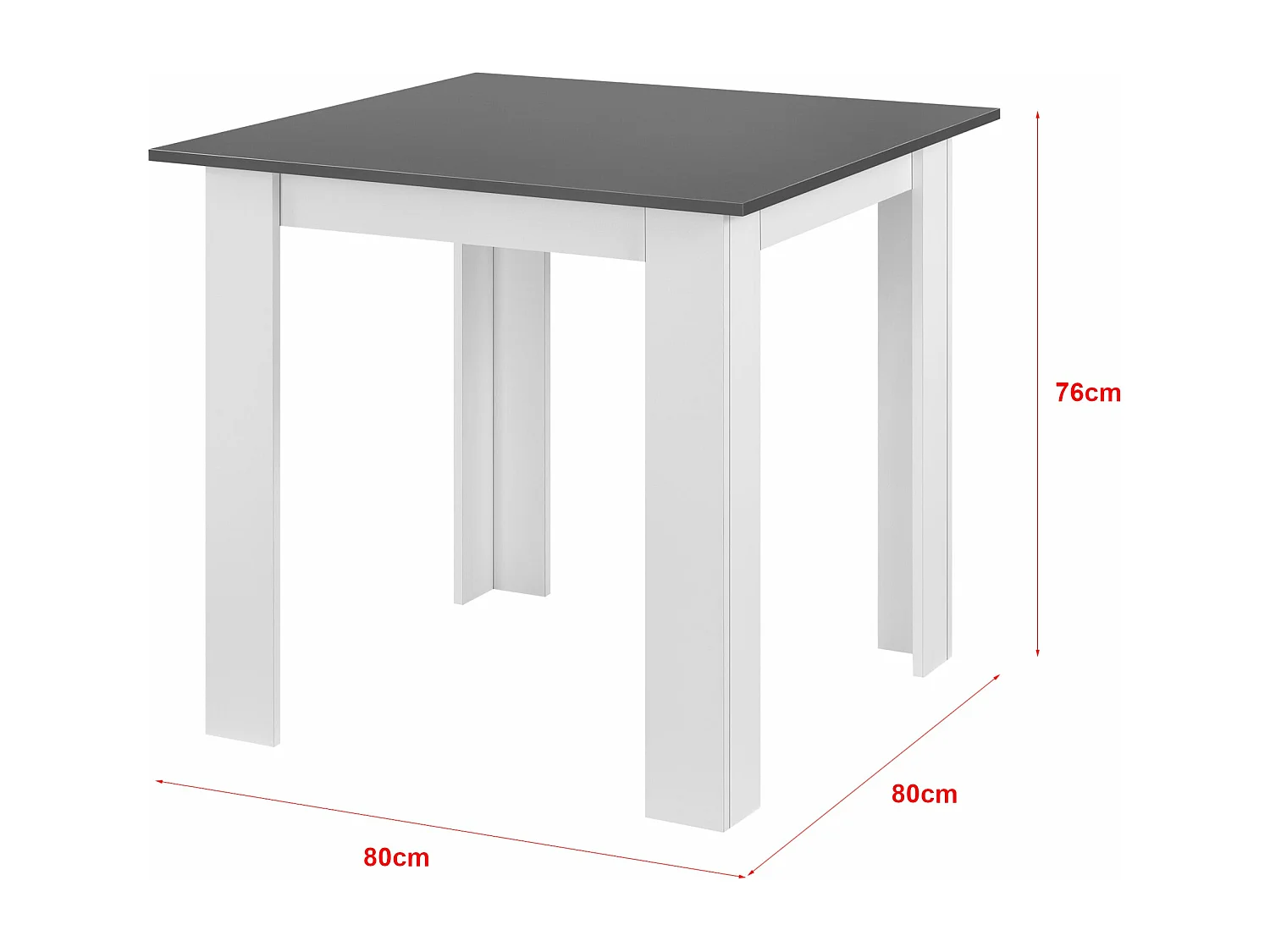 Mesa cuadrada para 4 personas comedor cocina salón 80 cm blanco gris 03_0006233