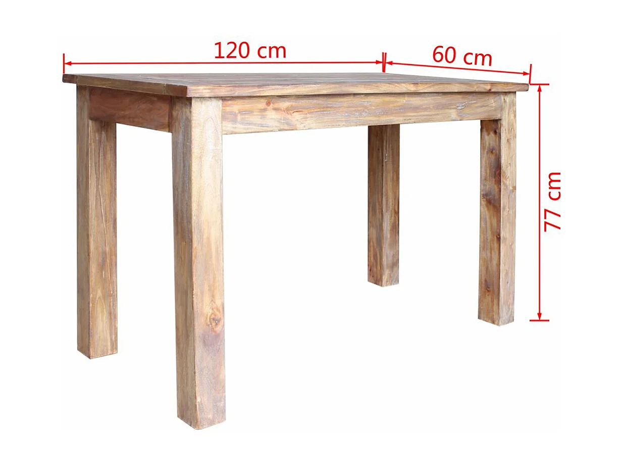 Table de salon salle bois marron 120 x 60 x 77 cm 0902178