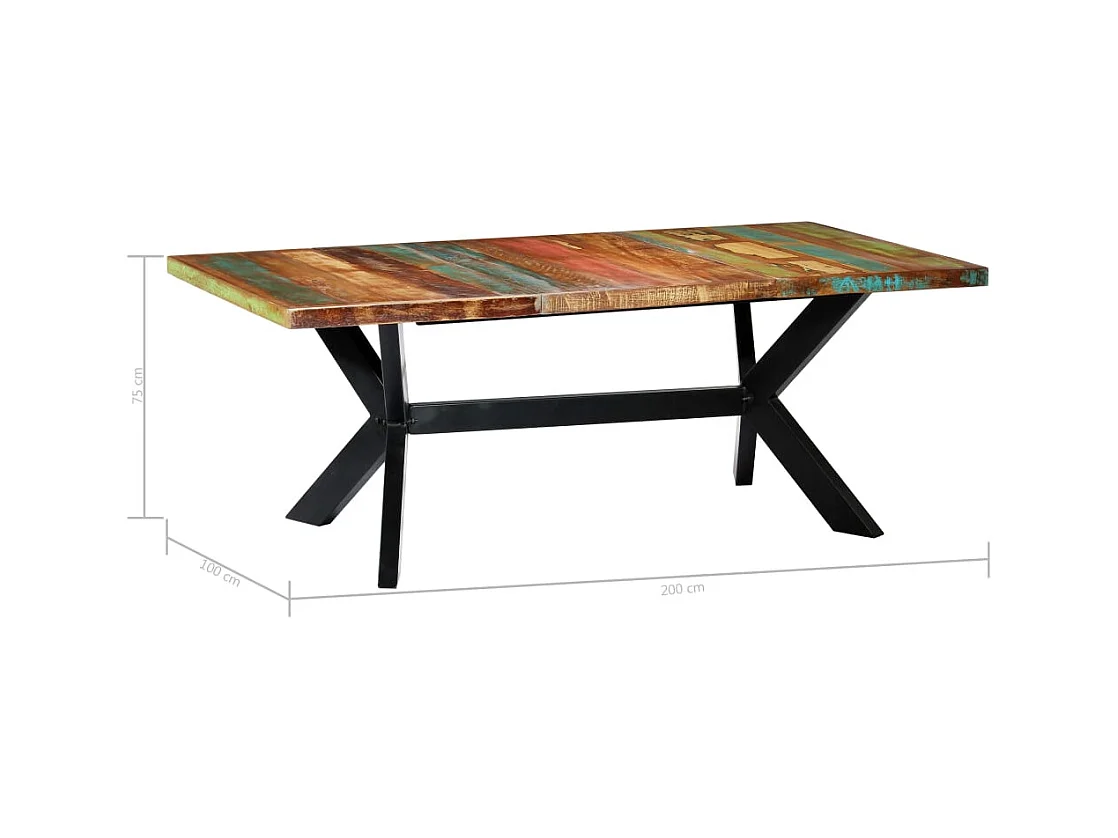Table de salon salle bois marron 200 x 100 x 75 cm 0902257