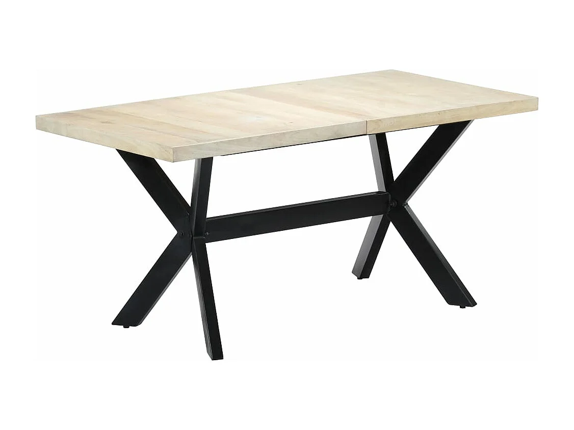Mesa de jantar de design branca 160 cm madeira de manga maciça 0902263
