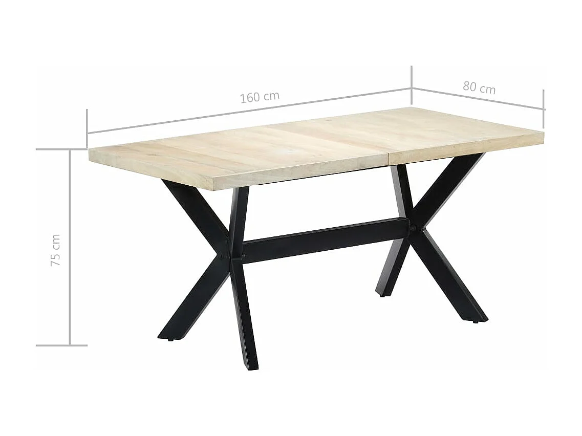 Mesa de jantar de design branca 160 cm madeira de manga maciça 0902263