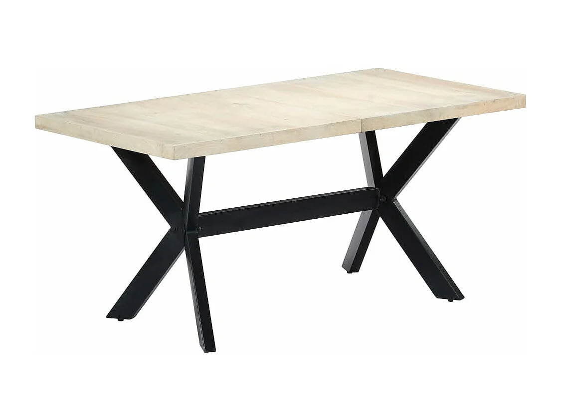 Mesa de jantar de design branca 160 cm madeira de manga maciça 0902263