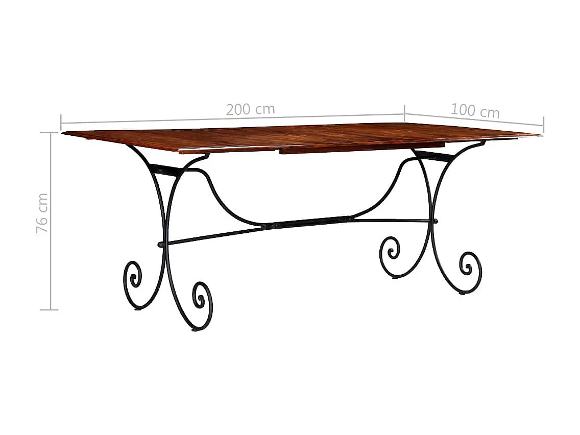 Mesa de jantar de design com acabamento em madeira e sheesham 200x100x76cm 0902197