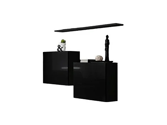 Conjunto de móveis para sala de estar SWITCH SBI design, cor preto brilhante.