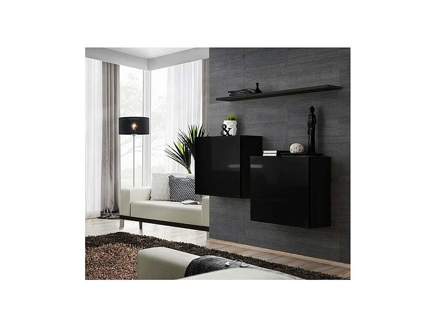 Conjunto de móveis para sala de estar SWITCH SBI design, cor preto brilhante.