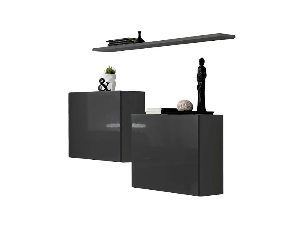 Ensemble meubles de salon SWITCH SBI design, coloris gris brillant.