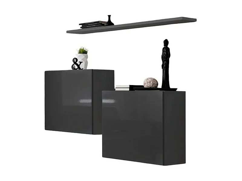 Woonkamermeubelset SWITCH SBI design, in glanzend grijze kleur.