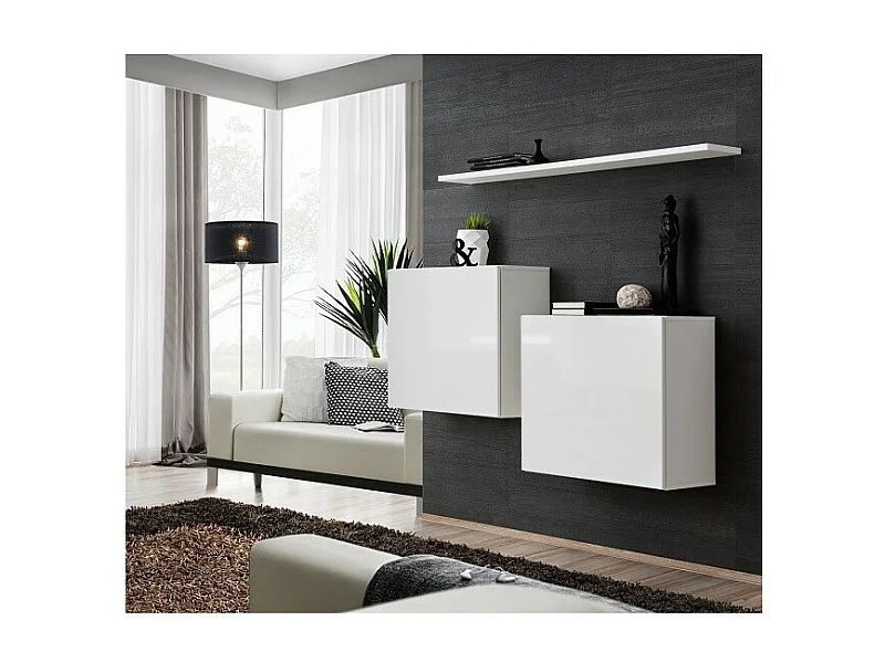 Wohnzimmermöbel-Set SWITCH SBI Design, in glänzendem Weiß.