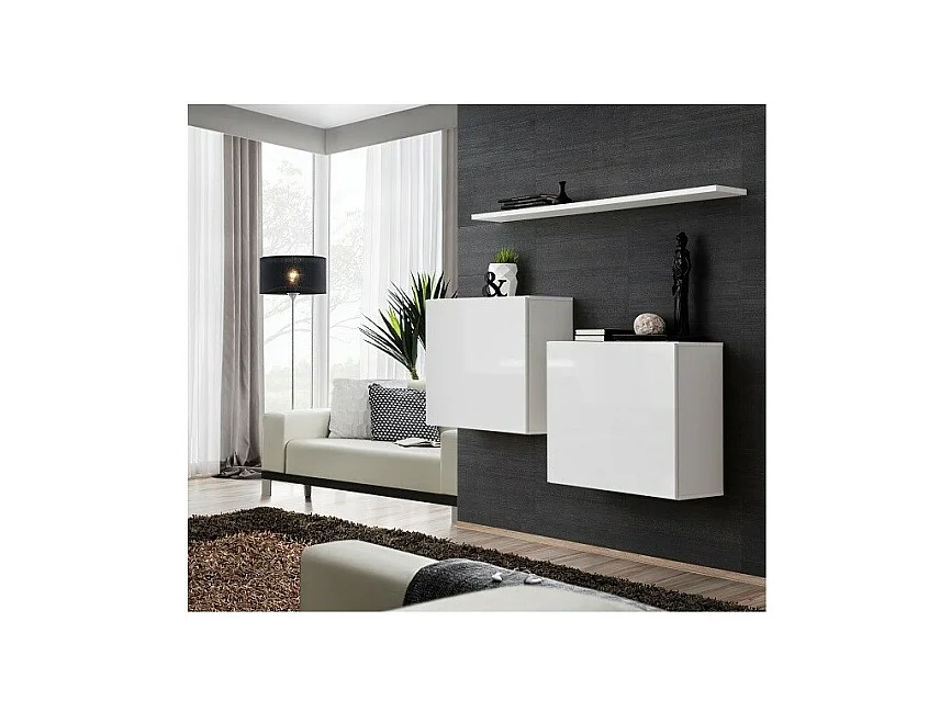 Ensemble meubles de salon SWITCH SBI design, coloris blanc brillant.