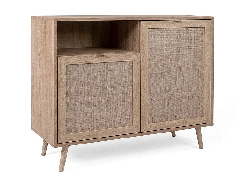 Beistellschrank Bali 01A Sonoma-Eiche und Raffia-Druck