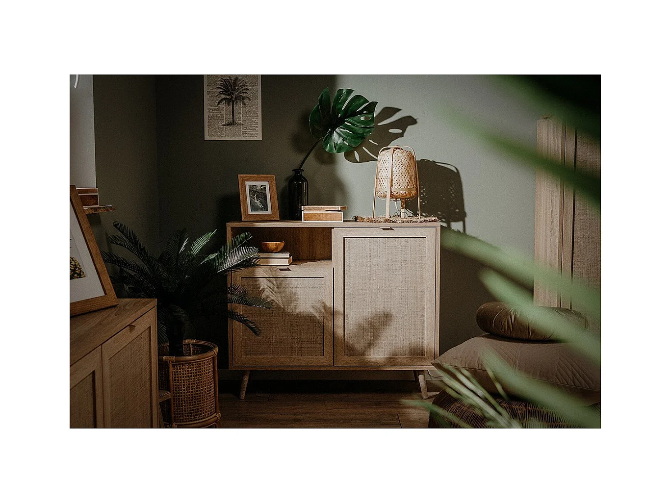 Cómoda Bali 01A carvalho sonoma e efeito de cana