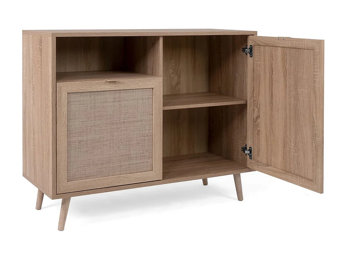 Beistellschrank Bali 01A Sonoma-Eiche und Raffia-Druck