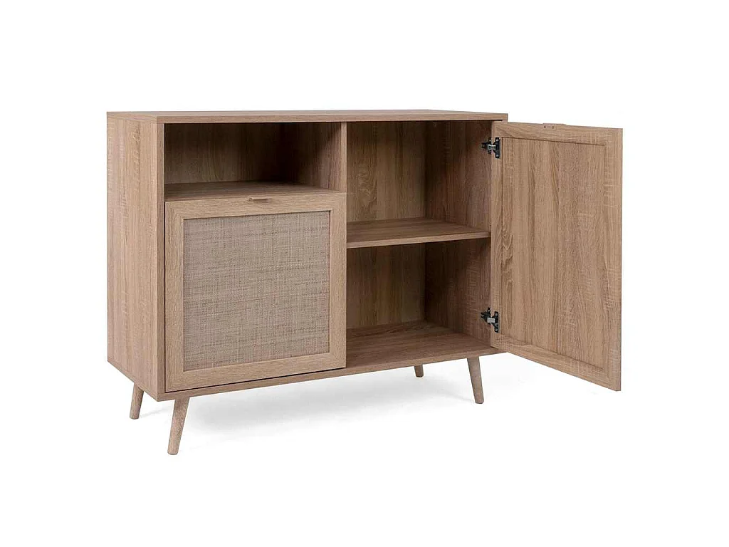 Beistellschrank Bali 01A Sonoma-Eiche und Raffia-Druck