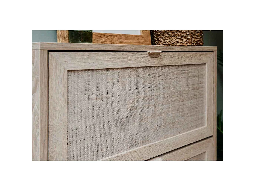 Beistellschrank Bali 01A Sonoma-Eiche und Raffia-Druck