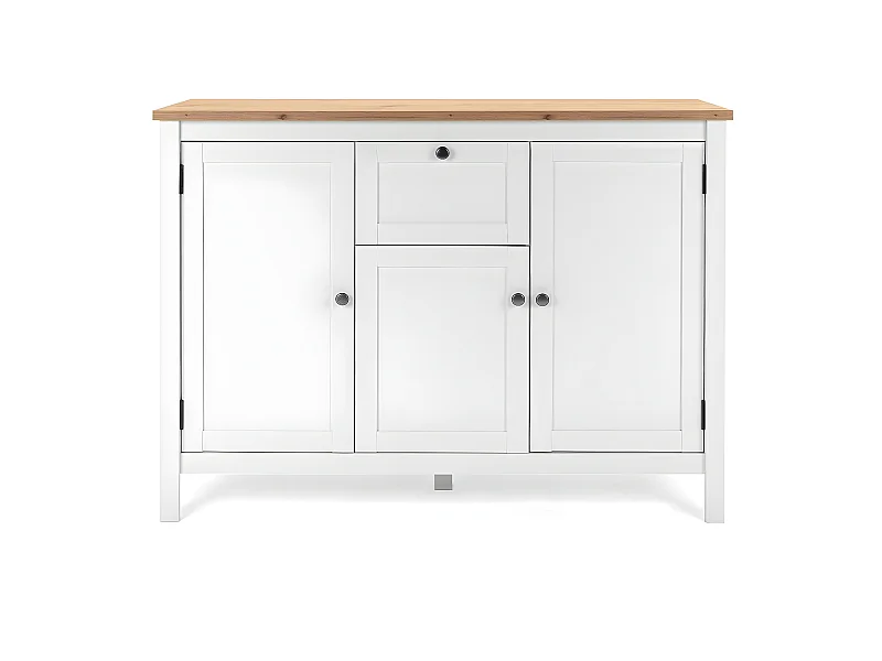 Buffet 3 portes 1 tiroir L120 cm - Décor Blanc - BERGEN