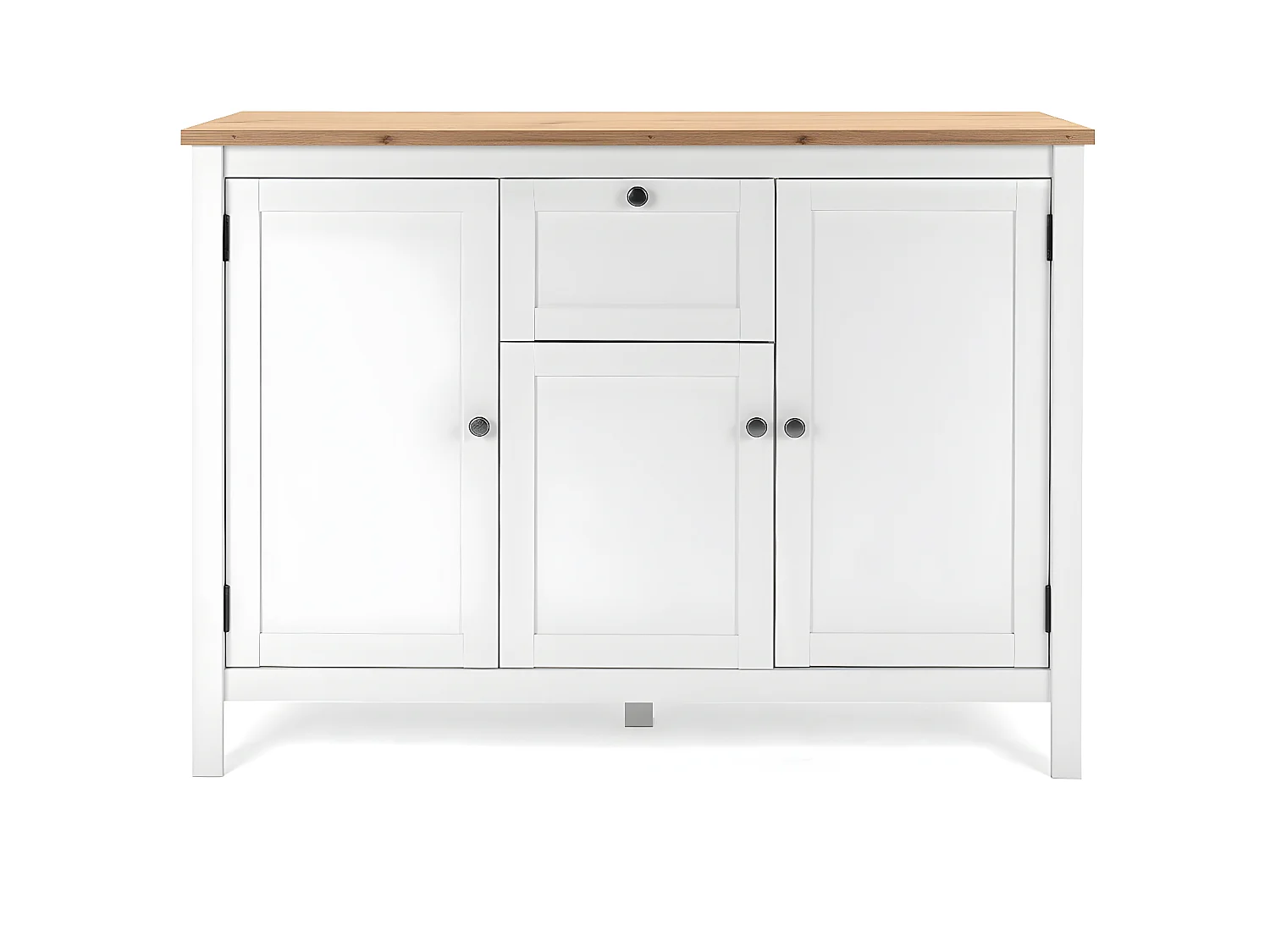 Buffet 3 portes 1 tiroir L120 cm - Décor Blanc - BERGEN