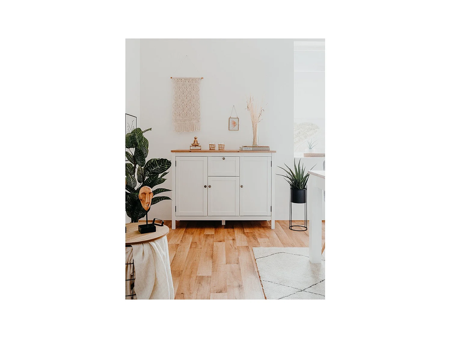 Buffet 3 portes 1 tiroir L120 cm - Décor Blanc - BERGEN