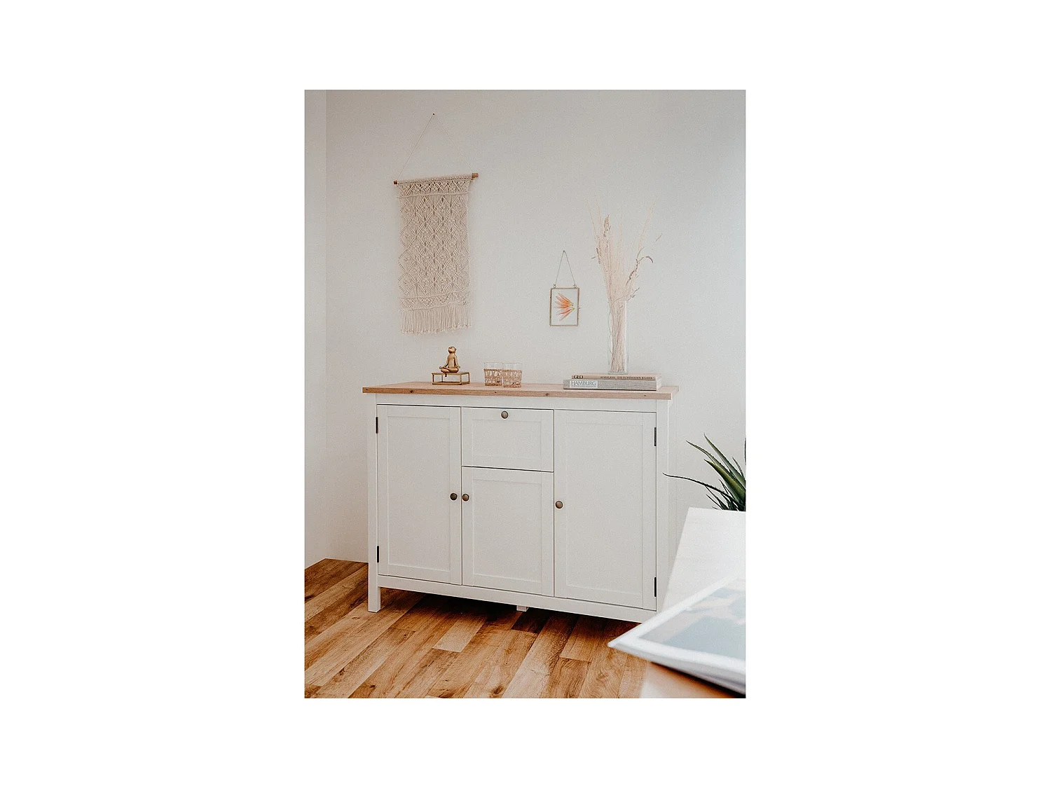 Buffet 3 portes 1 tiroir L120 cm - Décor Blanc - BERGEN