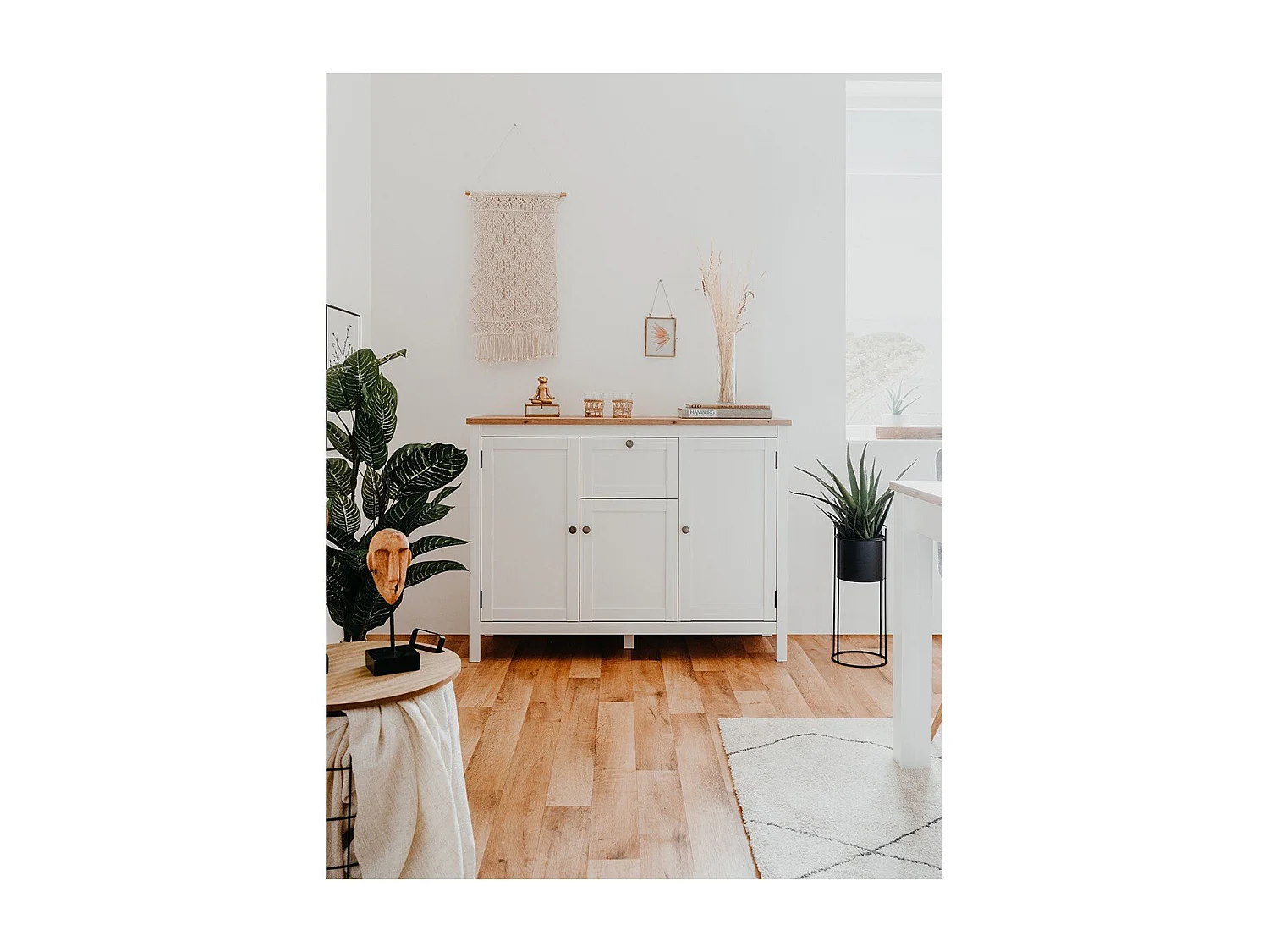 Buffet 3 portes 1 tiroir L120 cm - Décor Blanc - BERGEN