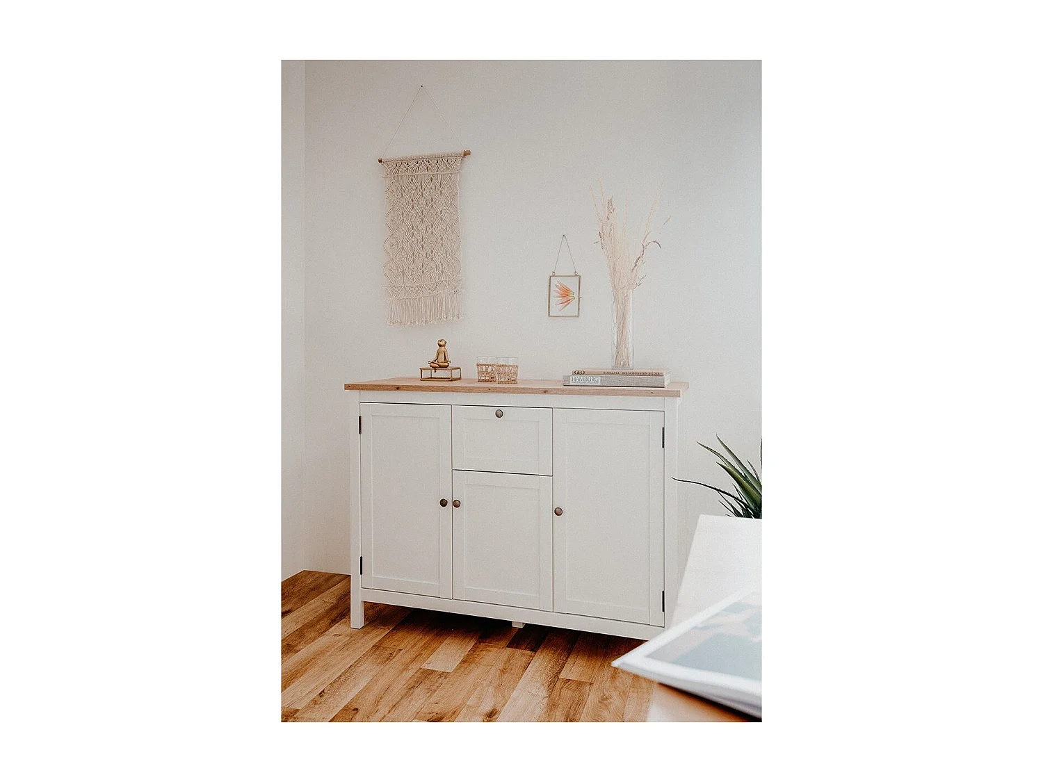 Buffet 3 portes 1 tiroir L120 cm - Décor Blanc - BERGEN