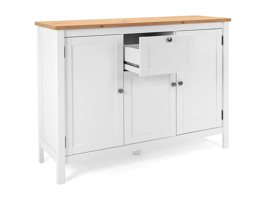 Buffet 3 portes 1 tiroir L120 cm - Décor Blanc - BERGEN