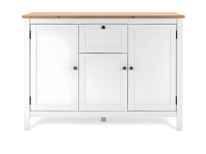 Buffet 3 portes 1 tiroir L120 cm - Décor Blanc - BERGEN